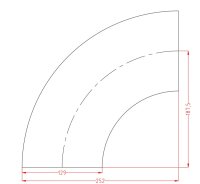 129mm x 2mm 90° Edelstahlbogen kurz BA3