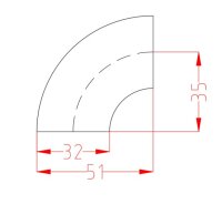 32mm 90° Edelstahlbogen kurz BA3