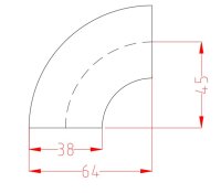 38mm 90° Edelstahlbogen kurz BA3