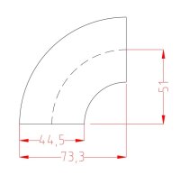 45mm 90° Edelstahlbogen kurz BA3