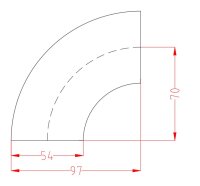 54mm 90° Edelstahlbogen kurz BA3