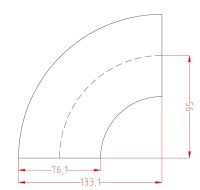 76mm 90° Edelstahlbogen kurz BA3