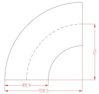 89mm 90° Edelstahlbogen kurz BA3